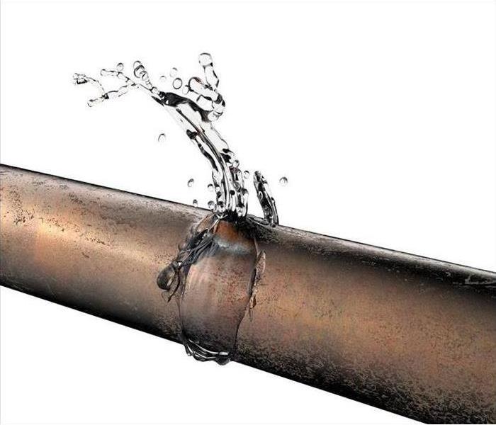 pipe rupture, spurting water